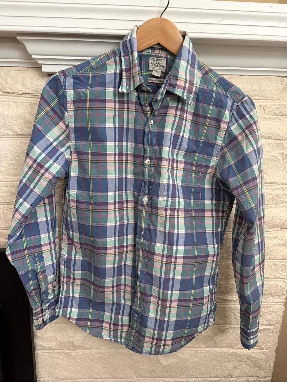 J. Crew Plaid Button-Down Shirt Organic Cotton Men’s Small, Secret Wash Shirting